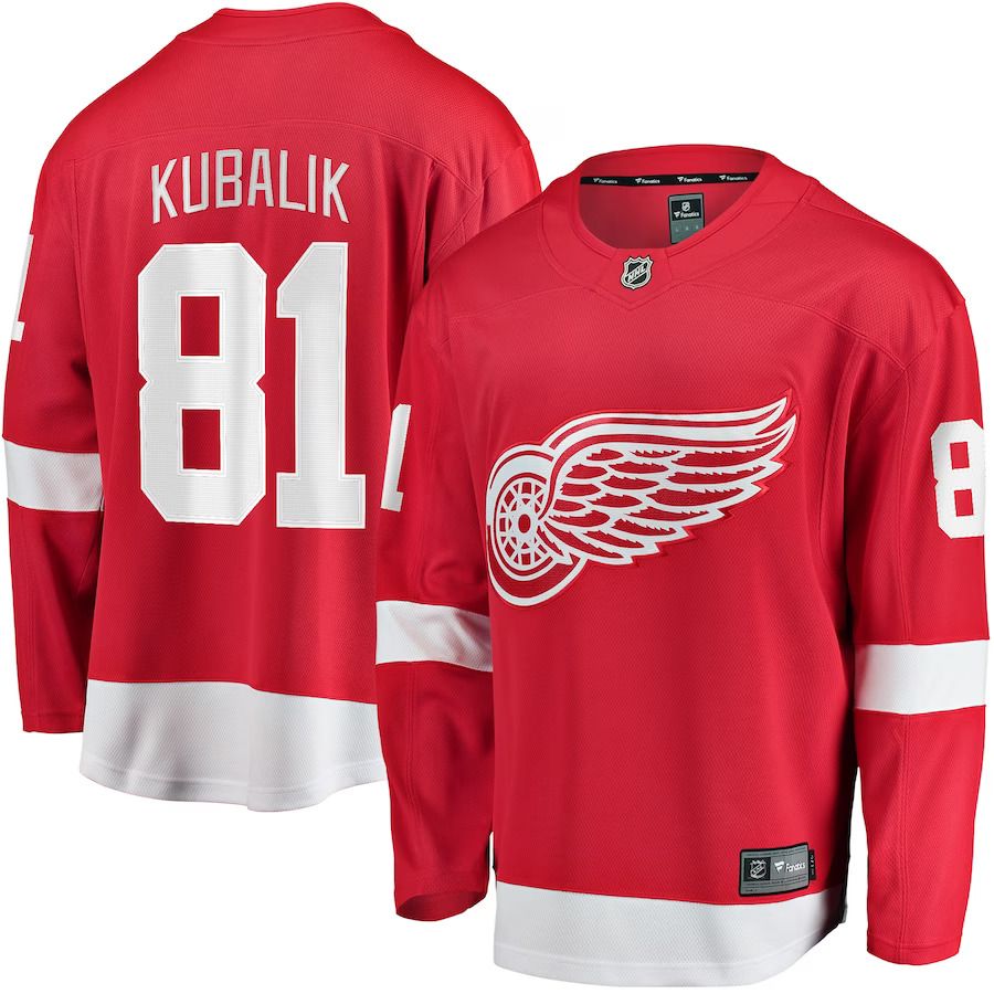 Men Detroit Red Wings 81 Dominik Kubalik Fanatics Branded Red Home Breakaway Player NHL Jersey